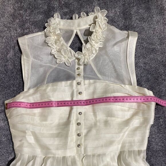 BHLDN Hitherto Comme II Faut Silk Wedding Dress, Lace Floral Sheer Bridal Retro - Picture 10 of 12